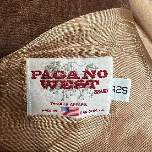 Vintage Pagano West Western Tailored Sports Coat Blazer Brown Suede Made in USA